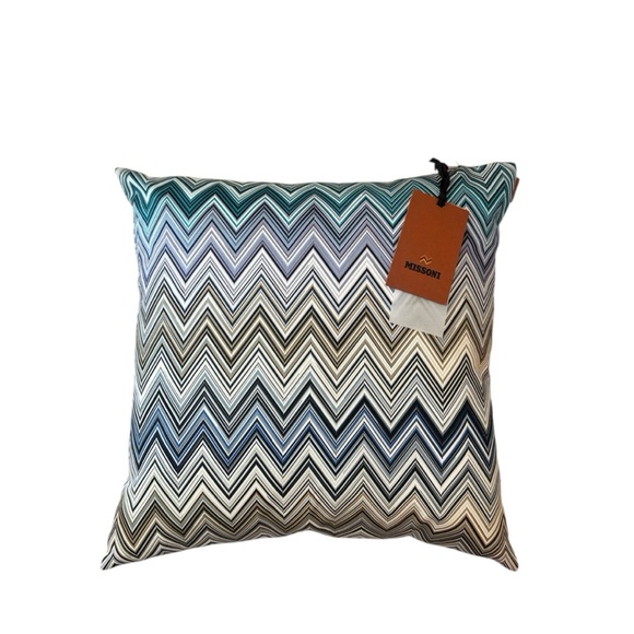 NWT Missoni Jarris‎ Blue Zig Zag Multicolor Designer Throw Accent Pillow 16x16